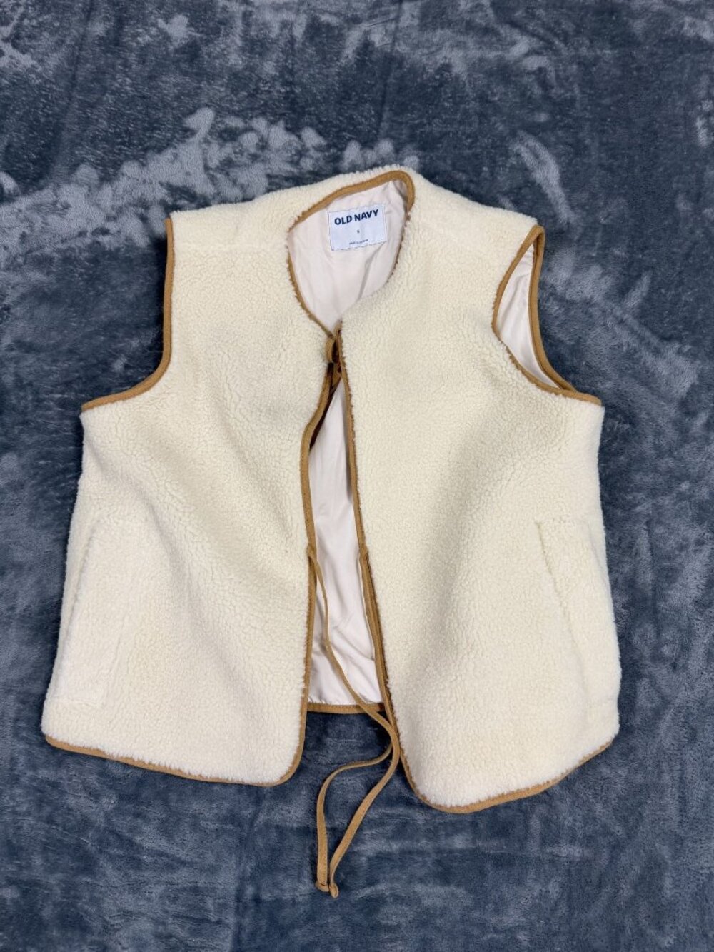 Old Navy Womens Beige & Tan Lined Drawstring Vest Size S